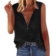 thumbnail image 1 of Honeeladyy Ventas Online Camiseta de Verano para Mujer con Estampado de Pavo Real, Leopardo y Estrellas, Camiseta Holgada con Cremallera y Cuello en V, Camiseta sin Mangas Suave, 1 of 7