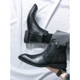 thumbnail image 2 of Men's New Fashion Street Style Chelsea Boot, Business Party Shoe, Casual High Top Shoe, Pointed Toe, Leather, Side Zipper, All-Match, Show Model, 2 of 5