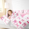 thumbnail image 3 of jejeloiu Pink Cherry Bow Monogram A Full Size Comforter Sets For Girls,Coquette Bow tie Initial Bedding Sets For Kids,Pink Reversible,3pcs, 3 of 7