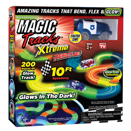 NEW! Magic Tracks Xtreme Rescue 10ft Racetrack with Blue Police Car, As Seen on