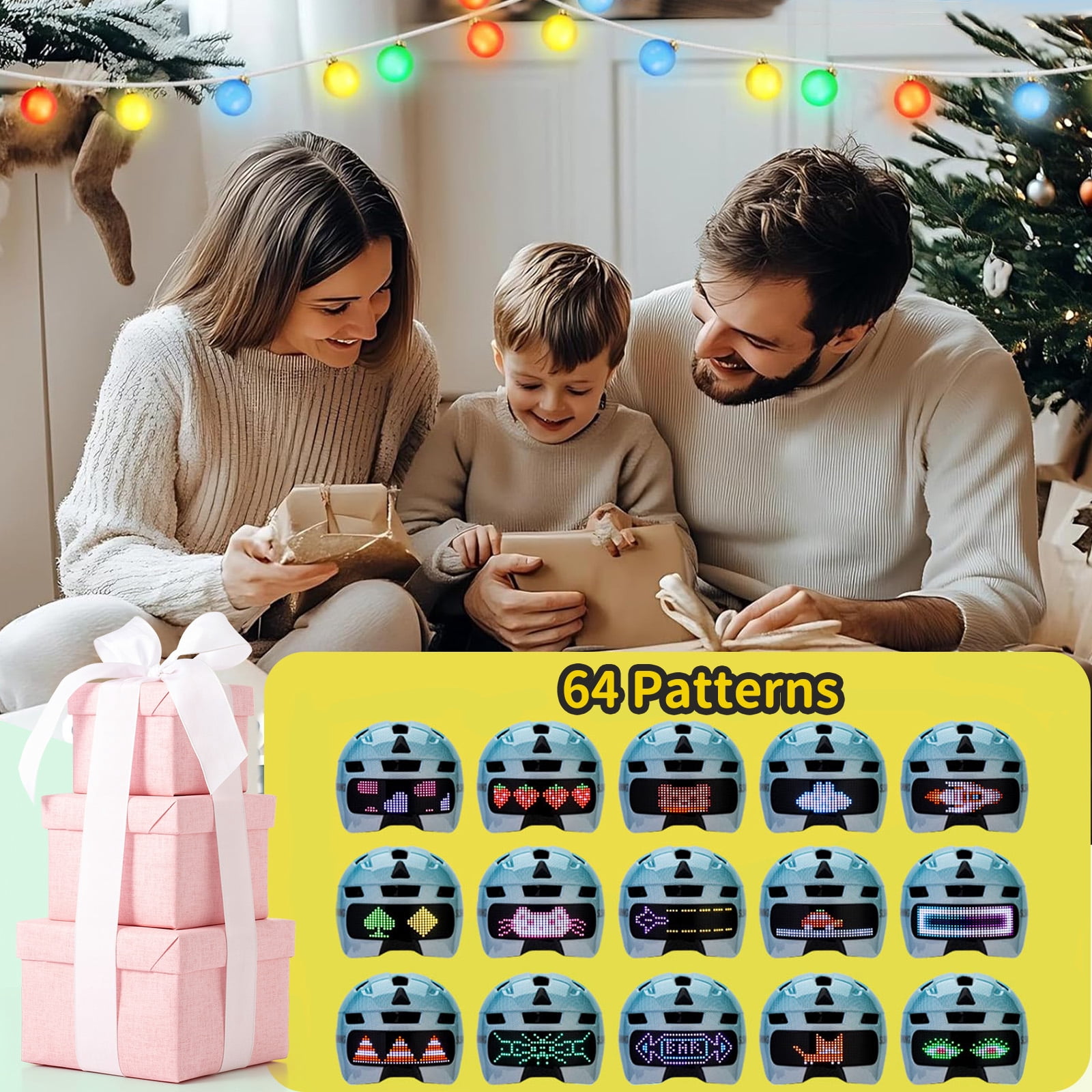 Kids Helmet, Bike Helmets with Upgrade LED Display, 64 Patterns, Turning & Stop Signals Light, Helmet for Kids 3-14,Multi-Sport Helmet for Bicycle, Skateboard, Scooter for Girls, Boys
