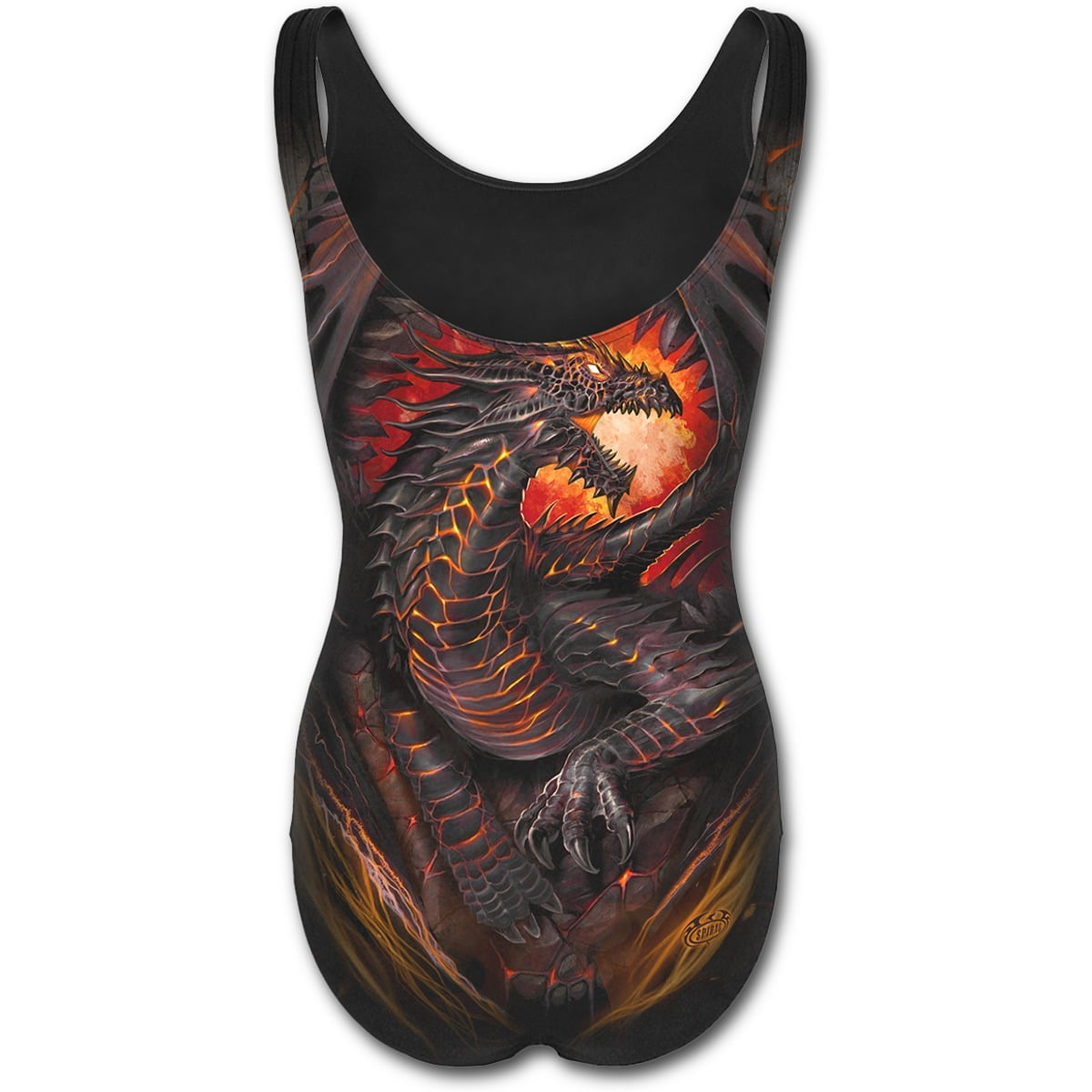 Spiral Womens Allover Scoop Back Padded Swimsuit Dragon Furnace