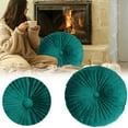 thumbnail image 5 of Bizhua Cushion Cute Velvet Round Throw Pillow Decorative Round Pleated Throw Pillows Pumpkin Throw Pillows with Center Button Velvet Floor Pillows for Sofa Couch Vanity Chair Bed, Seat Cushion X1, 5 of 9