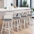 thumbnail image 3 of Gymax Set of 4 Barstools Swivel Bar Height Chairs with Rubber Wood Legs Antique White, 3 of 10