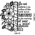 thumbnail image 4 of Romans 12:2 Bible Verse Wall Decal, Floral Design with Scripture Quote, 11.8in W x 11.5in H, Black, 4 of 4
