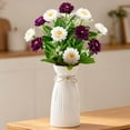 thumbnail image 4 of Cemetery Flowers for Grave Artificial Memorial Flowers for Gravesite 17.7" Purple White Silk Peonies Fake Hydrangea Flowers Bouquet Faux Floral Arrangements for Outdoor Decor Kitchen Table Wedding, 4 of 7
