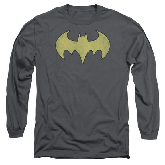 DC Comics Batgirl Logo Distressed Long Sleeve Adult 18/1 T-ShirtCharcoal