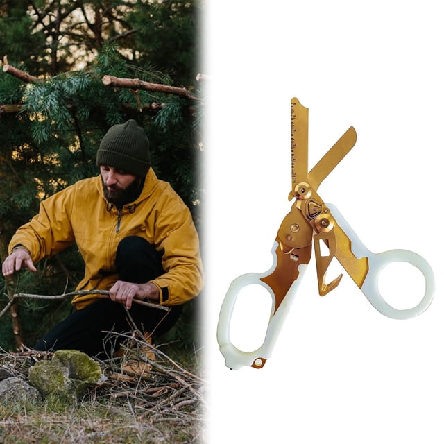 Trauma Shears 6 In 1 Multifunctional Foldable Emergency Response Shears With Protective Scissors Trauma Scissors For Outdoor Camping