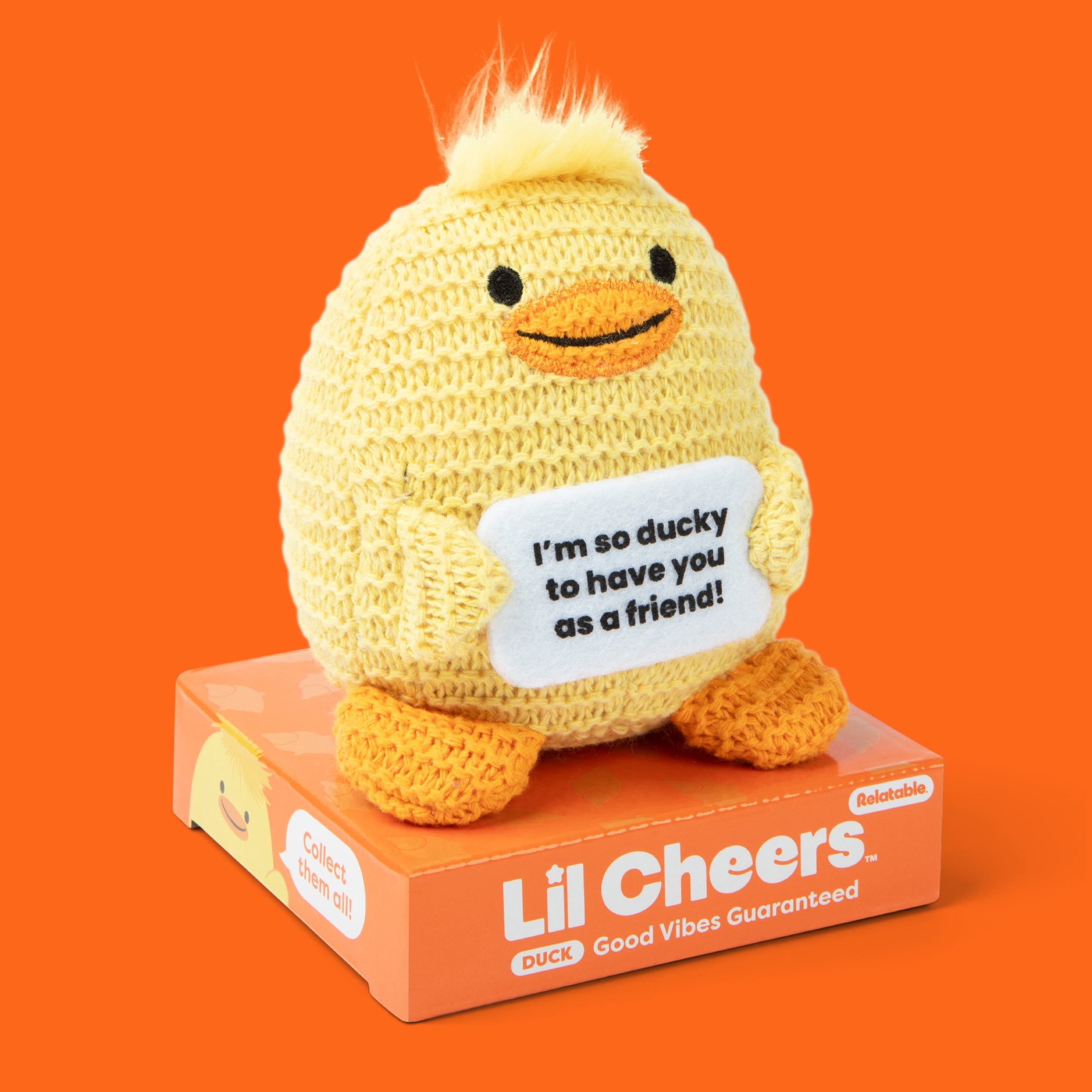Lil Cheers Duck by Relatable, Uplifting Easter Plush Toy with Positive Message, Cute Gifts