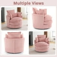thumbnail image 4 of Ktaxon Swivel Corduroy Round Chair, 360-Degree Rotation Accent Chair, Double Layer Cushion Sofa with Lumbar Pillow, Ideal for Home Office Pink, 4 of 7