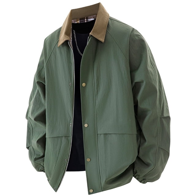 Yusimy Men's Trench Coat Mid-Length Double-Breasted Slim Fit Pure Color Wool Blend Classic Versatile Overcoat