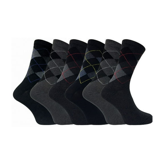 Sock Snob - 6 Pairs Mens Formal Patterned Coloured Dress Cotton Socks