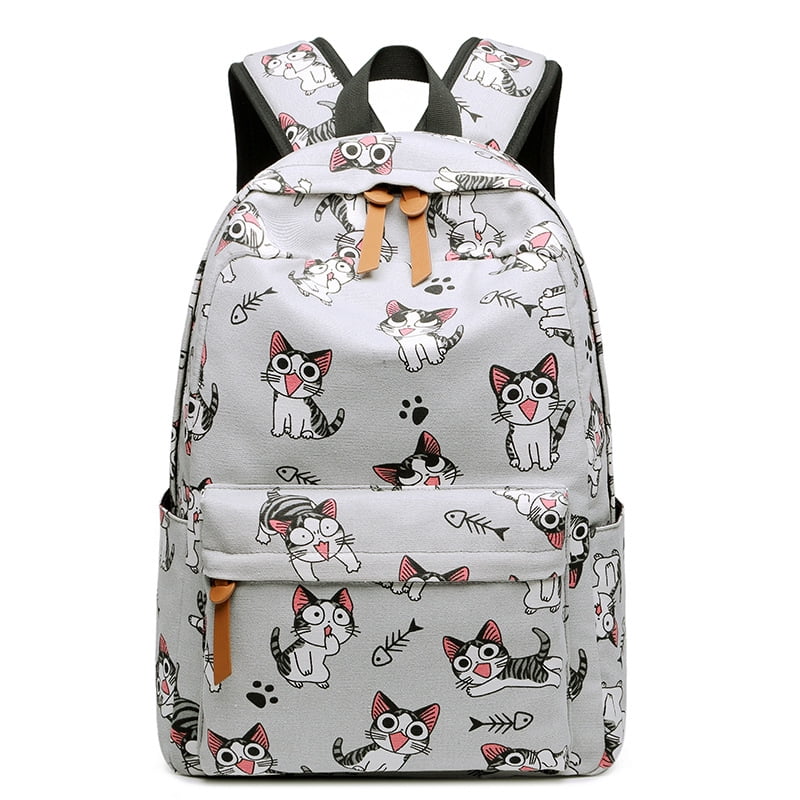 Cute Love Unicorn Zipper Canvas Backpack 14 Inch