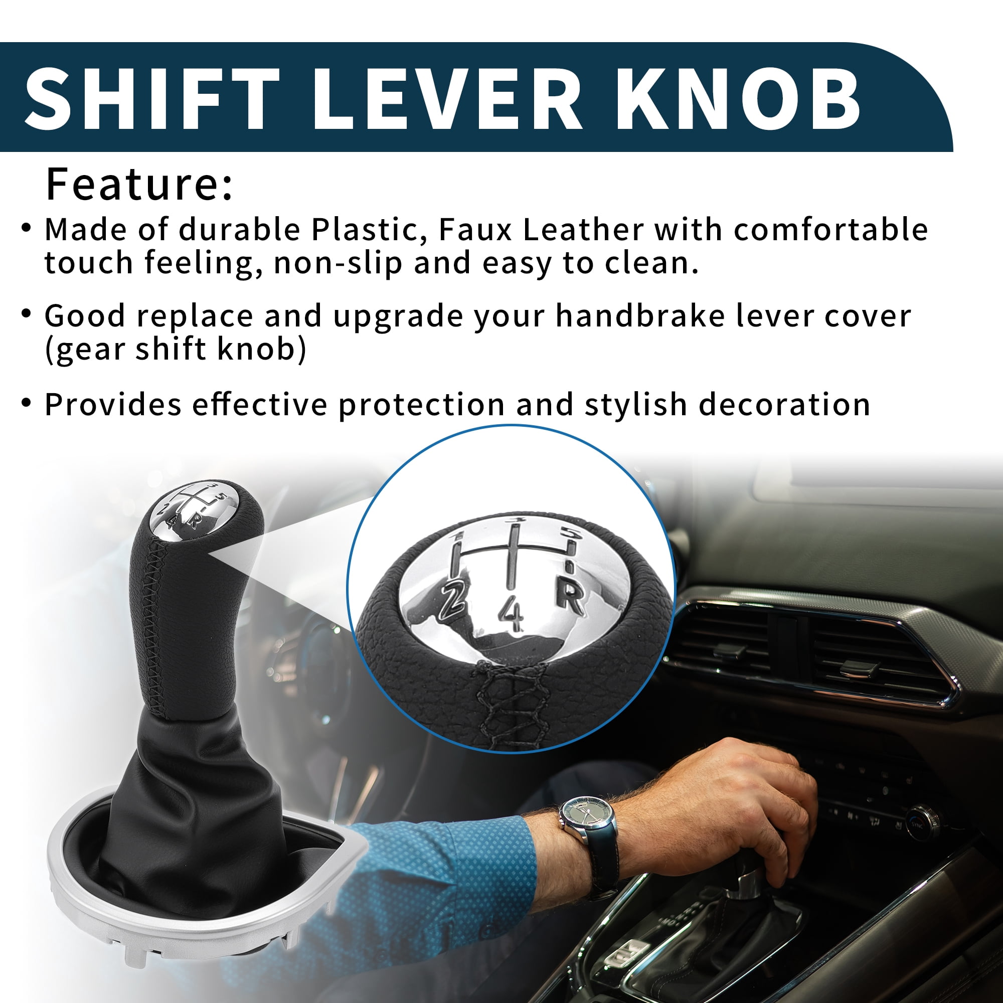 Unique Bargains Gear Shift Knob with Cover 5 Speed Manual Stick Shifter Knob for Renault Clio 2005-2014 Plastic Black