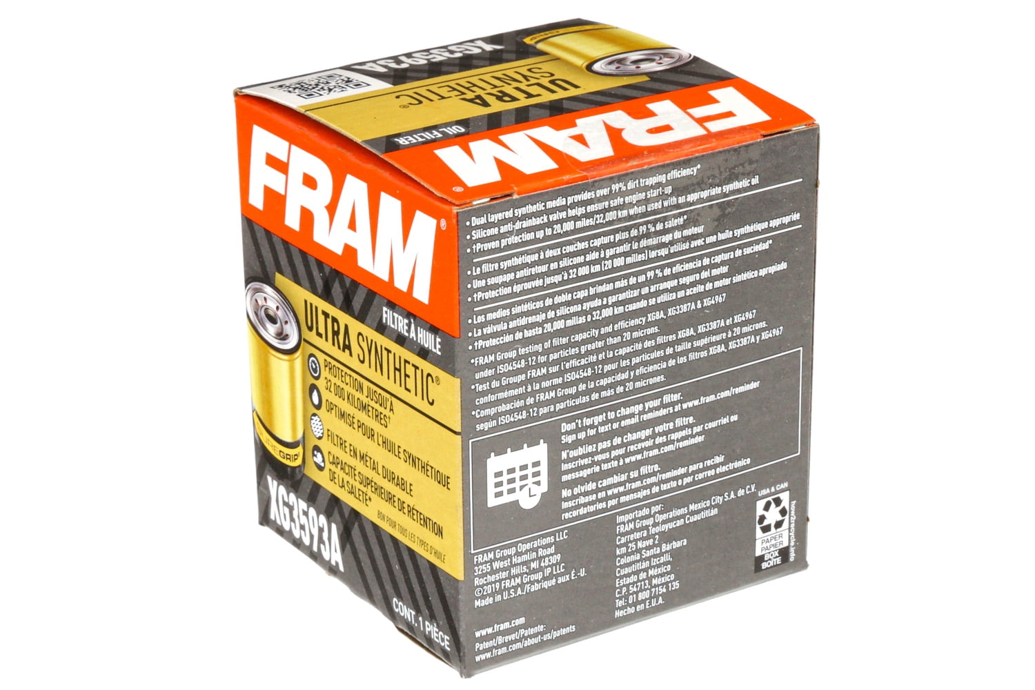 FRAM Ultra Synthetic Oil Filter, XG3593A Fits select: 1984-2002 HONDA ACCORD, 1988-2000 HONDA CIVIC