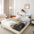 thumbnail image 4 of jejeloiu Vintage Geometric Design Bed Sheets,White Black Gold King Sheets For Adult 4pcs, 4 of 7