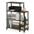 thumbnail image 4 of Furinno Turn-N-Tube 4-Tier Wide Toolless Multipurpose Printer Stand Display Storage Shelf with Wheels, Columbia Walnut/Black, 4 of 6