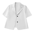 thumbnail image 2 of Neewe Womens Cropped Blazer Casual Business 3/4 Sleeve Collarless Open Front Cardigan Work Jacket, 2 of 5