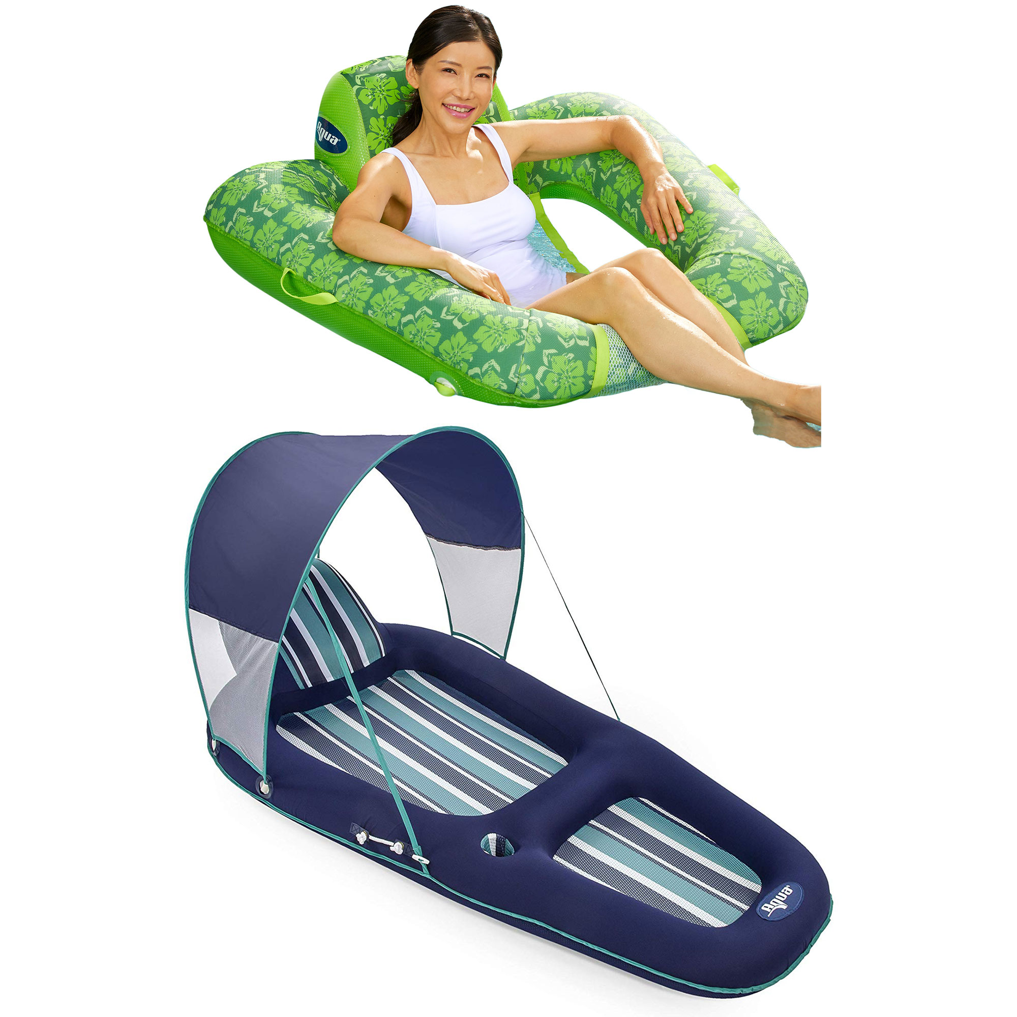 Aqua Leisure Inflatable Lounge w/ Canopy & Zero Gravity Inflatable