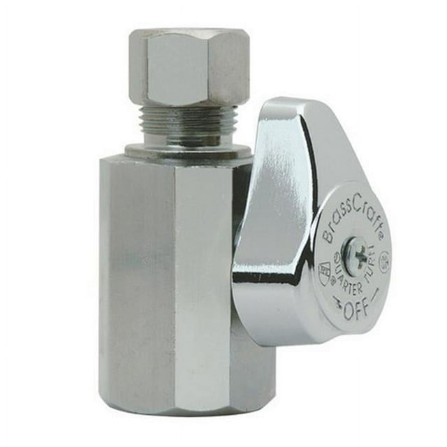 Brasscraft G2R12X C1 Straight 0.37 in. FIP Chrome Quarter Turn Straight Valve