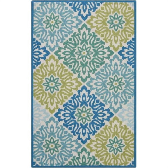 Nourison Sun & Shade "Sweet Things" Blue Indoor/Outdoor Area Rug by Nourison