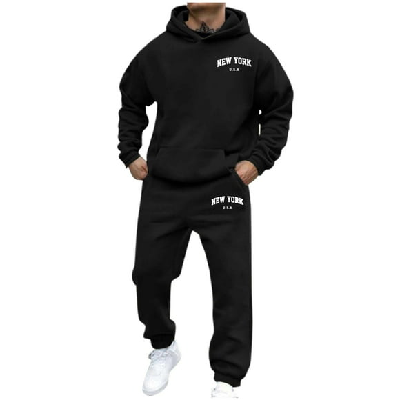 MIASHUI Sweatsuits for Men 2 Piece Tracksuit Set Hoodie Sweatpants Casual Sport Jogging Suit,Black,XXL