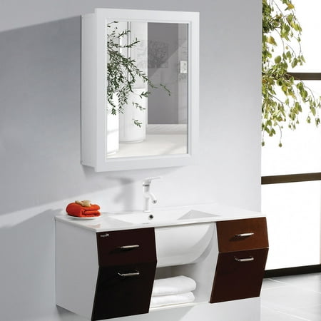 Gymax Bathroom Mirror Cabinet Wall Mounted Kitchen ...