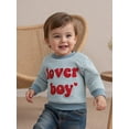thumbnail image 4 of BemeyourBBs Toddler Baby Boy Girl Valentine Sweatshirts Outfit Lover Boy Embroidery Long Sleeve Stripes Pullovers Tops, 4 of 9