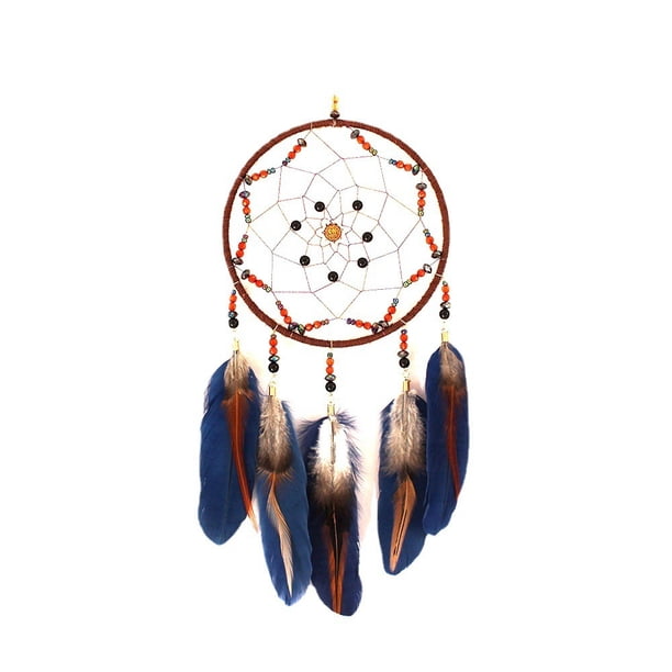 Atrapasueños de plumas tradicional hecho a mano, decoración de pared para el hogar, adorno artesanal para el hogar, dormitorio, niños