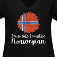 thumbnail image 4 of Inktastic I'm So Cute, I Must be Norwegian Sunflower Norway Flag Women's Plus Size V-Neck T-Shirt, 4 of 5
