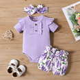 thumbnail image 2 of PatPat Baby Girl Outfit Set with Ruffle Sleeve Bodysuit and Flower Print Shorts Gift for Easter 12-18 Months, 2 of 13