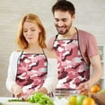 thumbnail image 5 of Pink Brown Camo Classic Shapes Pattern Apron-Garden Aprons for Women with Pockets-Cotton Linen Waterproof Kitchen Cooking Gardening Aprons Adjustable for Kitchen,Cooking,BBQ and Salon 33x27 Inch, 5 of 7