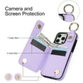 thumbnail image 5 of Cutyskin for iPhone 14 Pro Max Wallet Case【RFID Blocking】 with Card Holder Cash Pocket Zipper Bills Slot, Soft PU Leather Magnetic Back Folio Kickstand, Finger Ring Holder Hook Phone Case, Purple, 5 of 9
