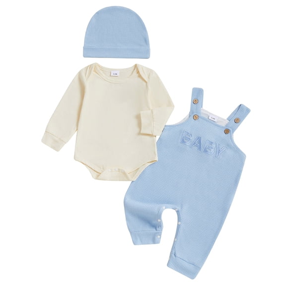 Karoyedx Summer Newborn Clothes Newborn Baby Boy Outfit Short Sleeve Bubble Romper Pants Hat 3Pcs Infant Clothes Set Light Yellow Size,3-6 Months