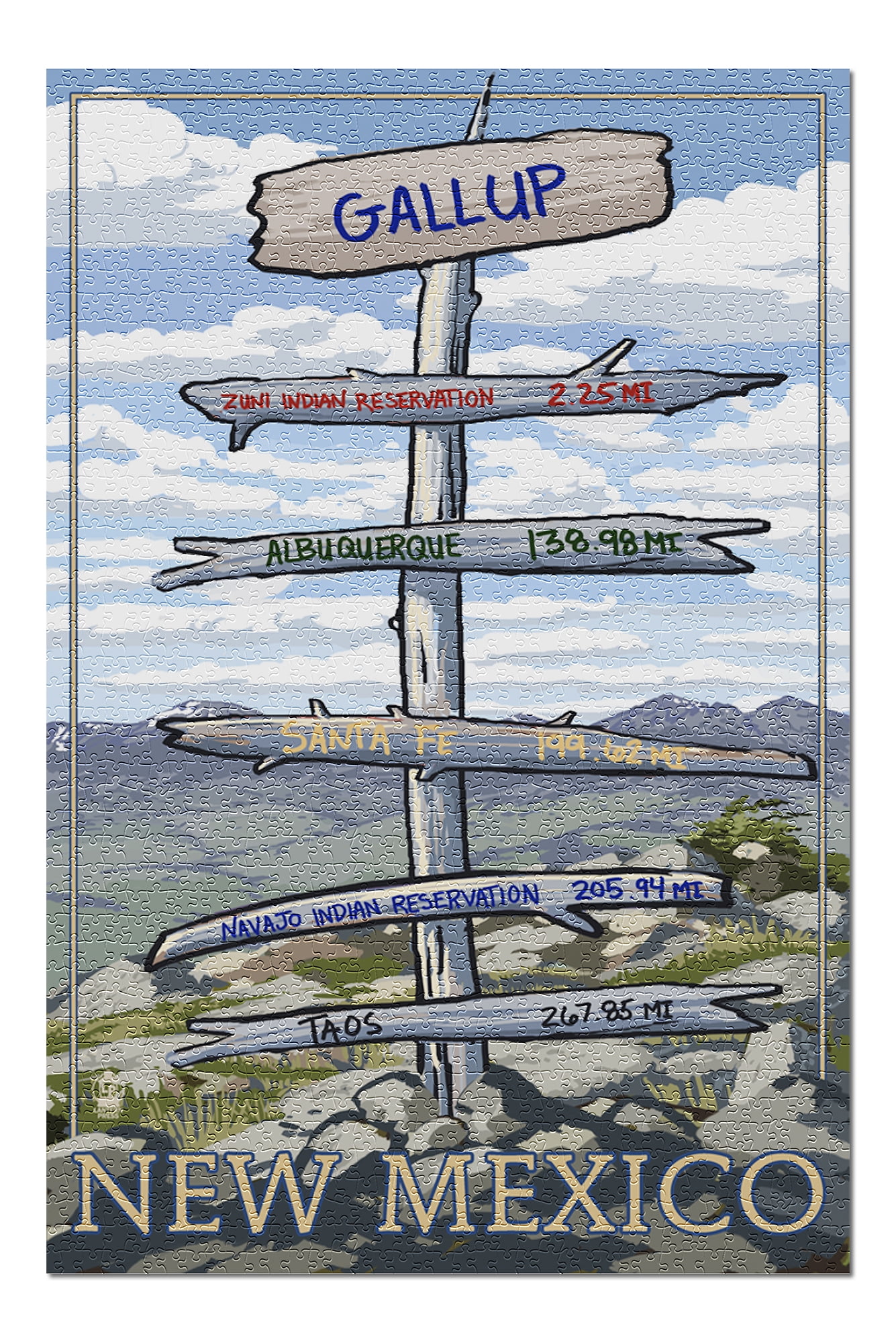 Gallup, New Mexico Destination Signpost (20x30 Premium 1000 Piece Jigsaw Puzzle, Made in USA