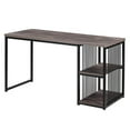 thumbnail image 2 of Multi-Function Open Shelves Home Office Computer Desk, 55 Inch Writing Desk With 2 Storage Shelves On Left Or Right, Stable Metal Frame, Easy Assembly （Brown）, 2 of 9
