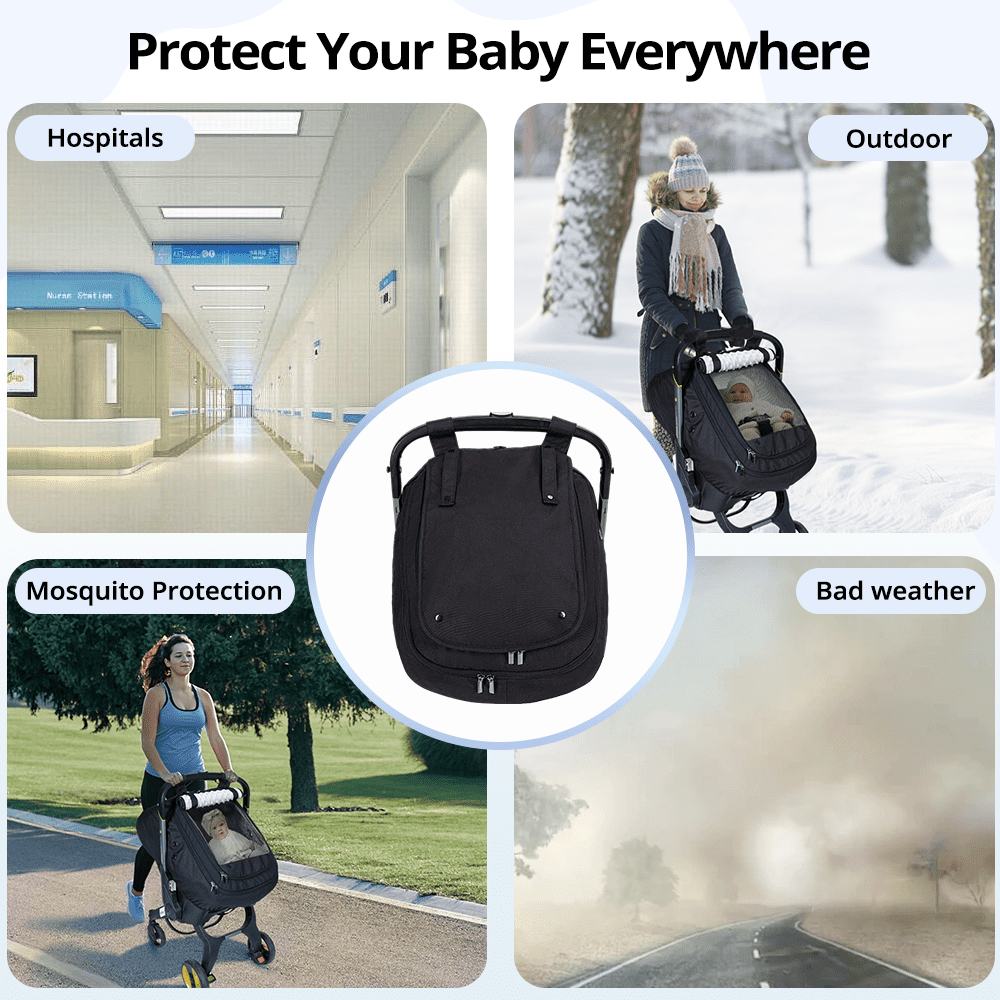 Caveen Baby Car Seat Cover, Plush Minky Dots Infant Car Seat Canopy for Baby Shower Gift, Black