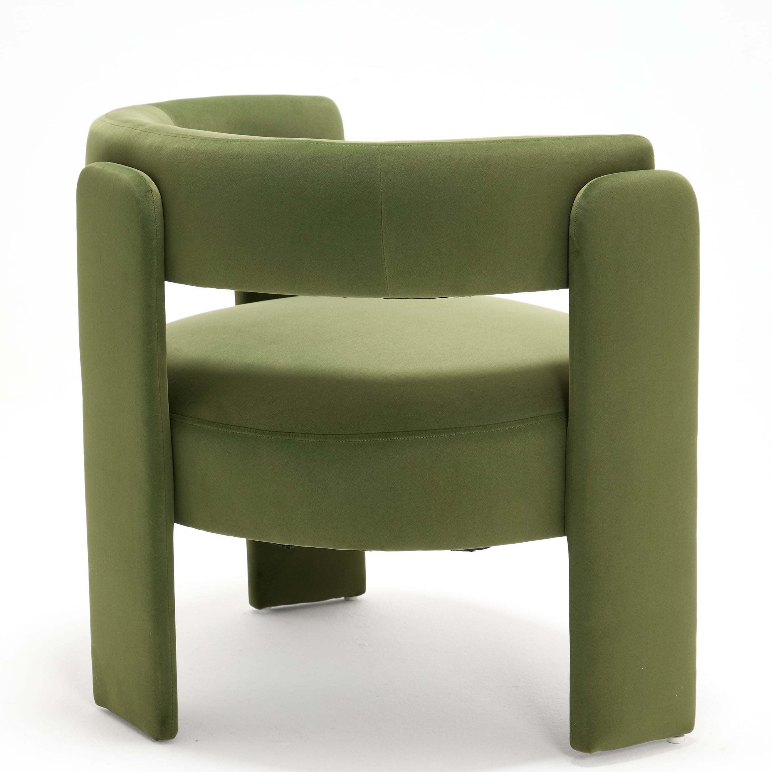 Aukfa Modern Velvet Barrel Accent Chair with 8.66" Thick Seat Cushion, Upholstered Armchair with 300 lb Weight Capacity for Living Room,Olive Green