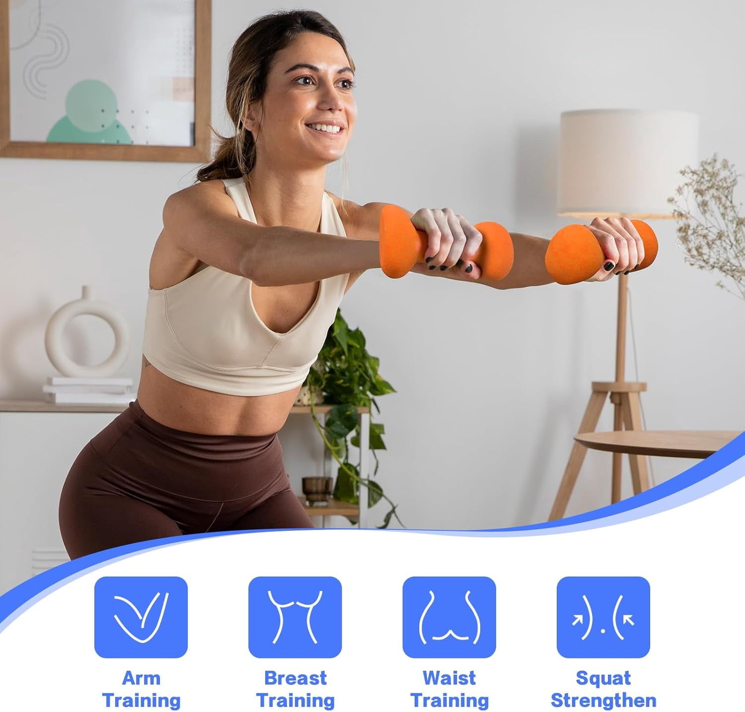 Ergonomic Dumbbells Weights Set for Women at Home, Hand Weights for Pilates, Yoga, Jogging, and Strength Training