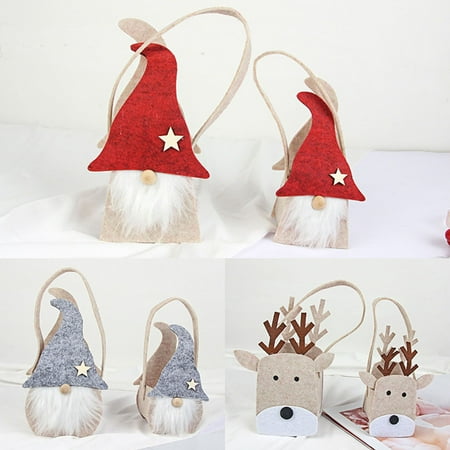 

2Pcs Santa Claus Shape Decorative Candy Bags Felt Gift Bags Merry Christmas Decoration Home Decor