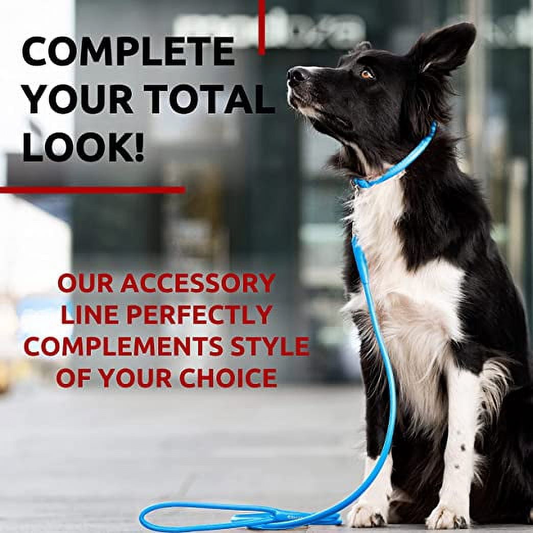 Glamour Rolled Leather Dog Leash for Small Medium and Large Dogs | Heavy Duty Strong Leather Puppy Leash for Outdoor Walking Running Training | Strong Dog Leashes for Large Breed Dogs - Blue