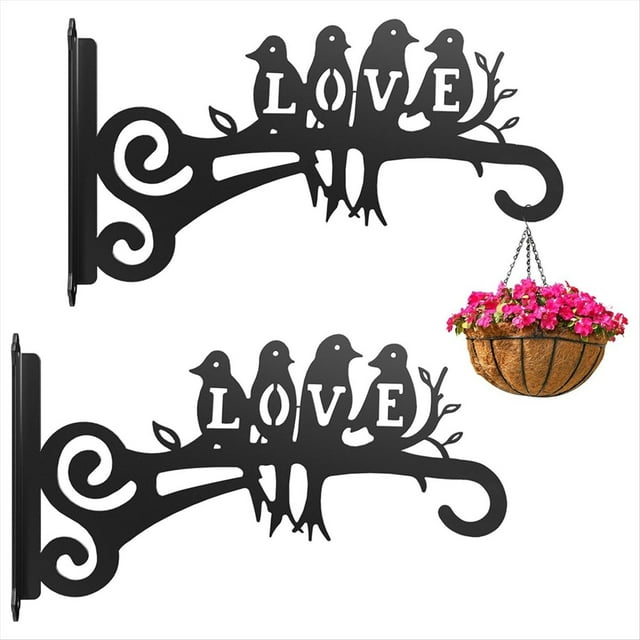 Colgadores de Plantas Estéticos para Exterior e Interior - Soporte de Metal de 25 cm con Estampado de Pájaros (2 Unidades)