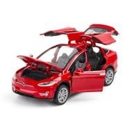 Toy Car telas Tesla Model x, BDTCTK Diecast Pull Back Car Toys Alloy Vehicles with Lights and Sound 1:32 Scale Model Car (Red