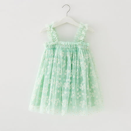 

Dyfzdhu Girls Dress Toddler Girls Sleeveless Floral Tulle Suspenders Princess Dress Dance Party Dresses Clothes
