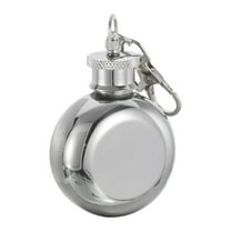 Uxcell 1oz 30ml Stainless Steel Round Hip Flask for Camping Hiking Outdoor Activity, Silver