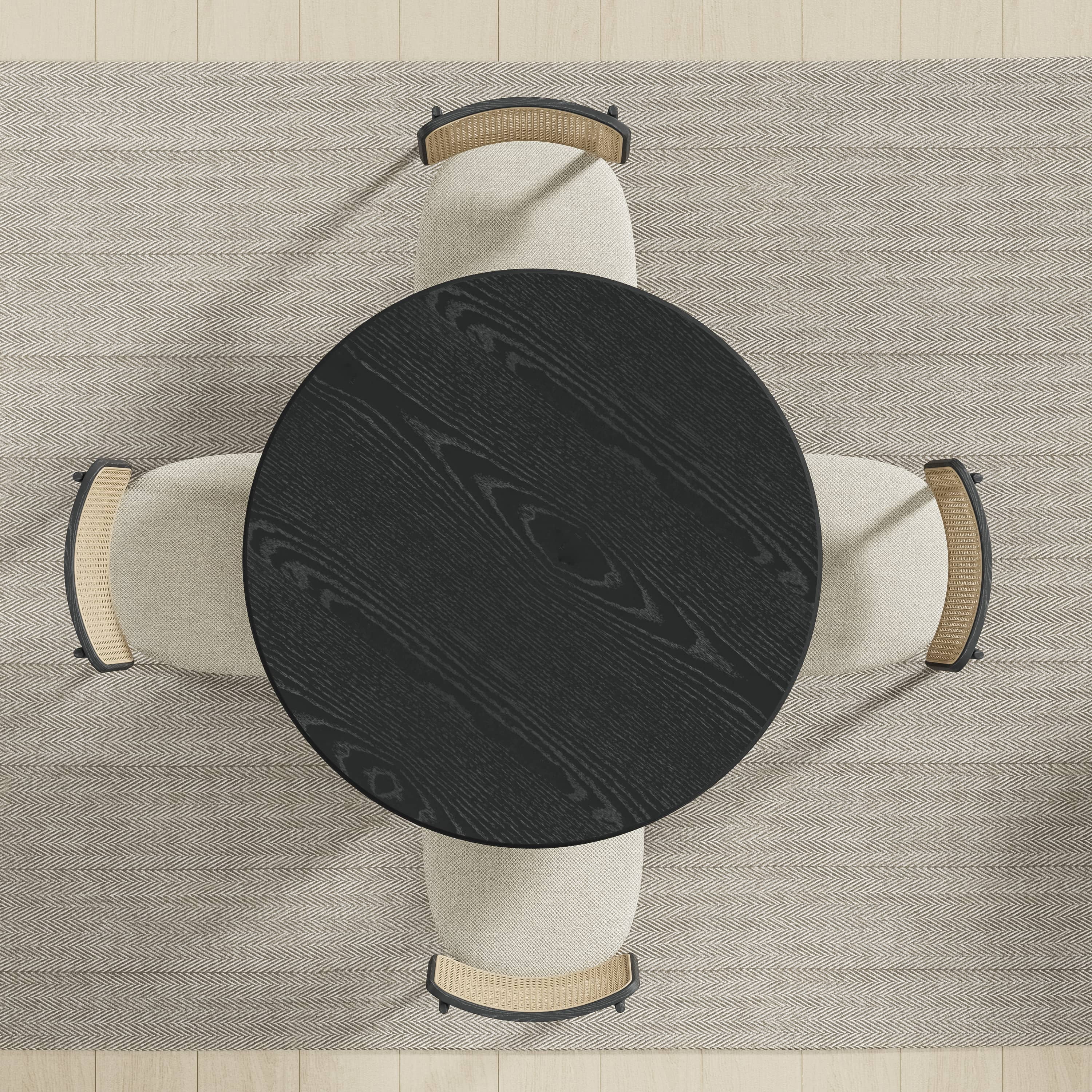 MAYEERTY 46" Wooden Round Modern Dining Table for Dining Room Kitchen, Black