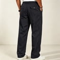 thumbnail image 5 of Mens Elastic Waist Pants Sevevn Full Elastic Waist Slant Pockets Side Pockets Straight Leg Relaxed Fit Cotton Woven Trousers for Casual Lounge Daily Wear, 5 of 5