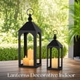 thumbnail image 4 of Nuptio Decorative Black Metal Pillar Candle Holder Lantern，Indoor Outdoor Lanterns for Porch & Patio ,12" & 17" Set of 2 ,No Glass S+M, 4 of 11