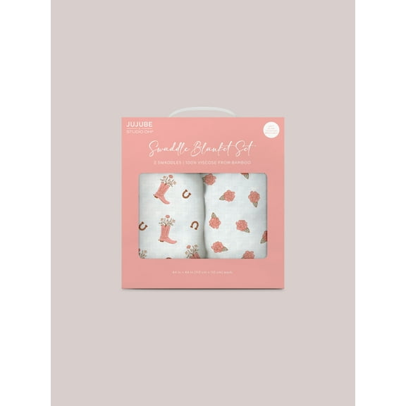 JuJuBe x Studio Oh! 2-Pack Square Swaddle Blanket Set - Bloomin' Boot