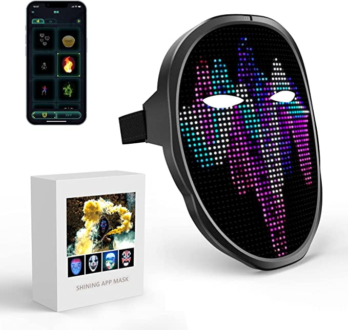 Led Mask,Light up Mask with Gesture Sensing,LED Lighted Face Transforming Mask,Led Mask with